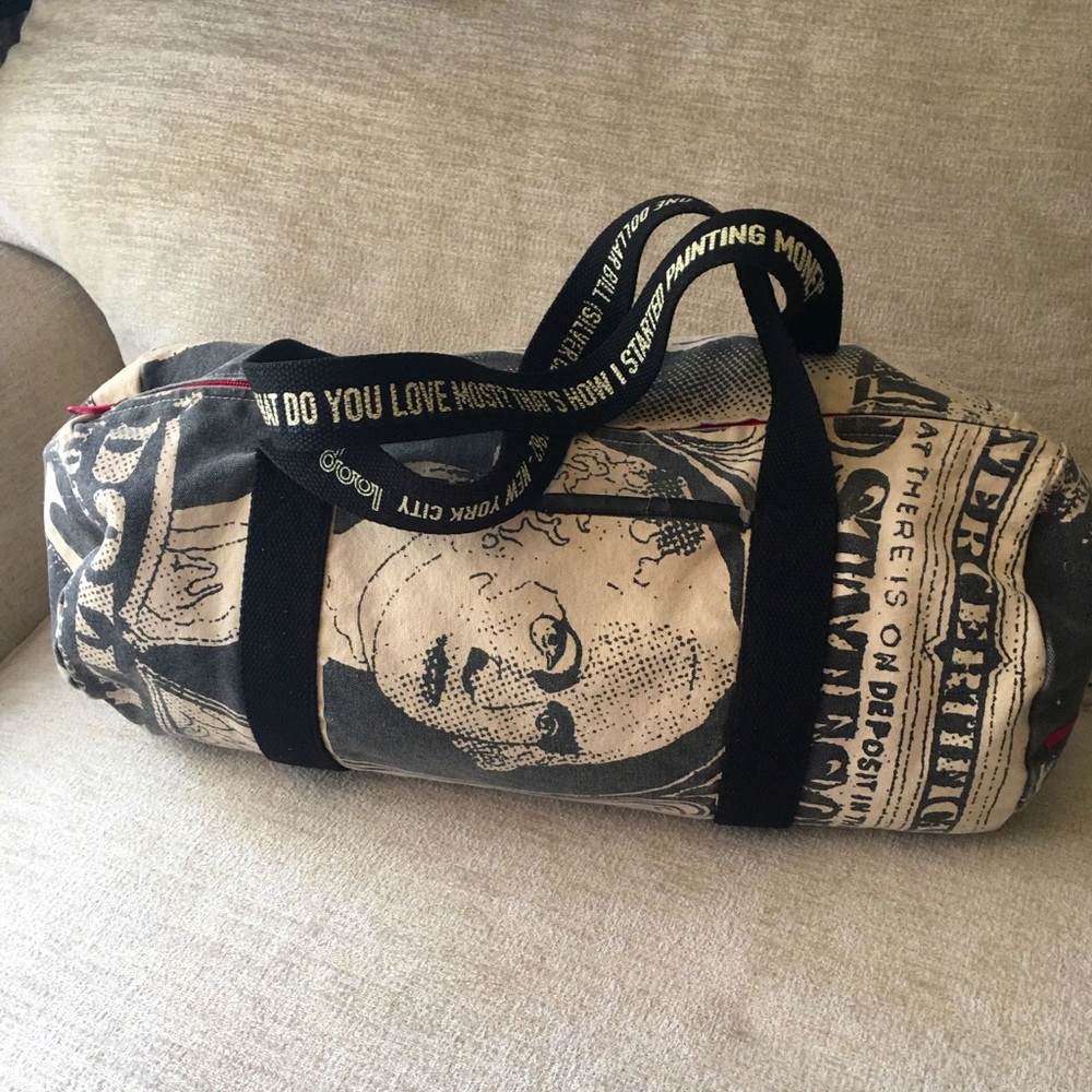 🟤Men’s RARE* Andy Warhol  Pop Art One Dollar Duffle Bag*FIRM ON PRICE’*
